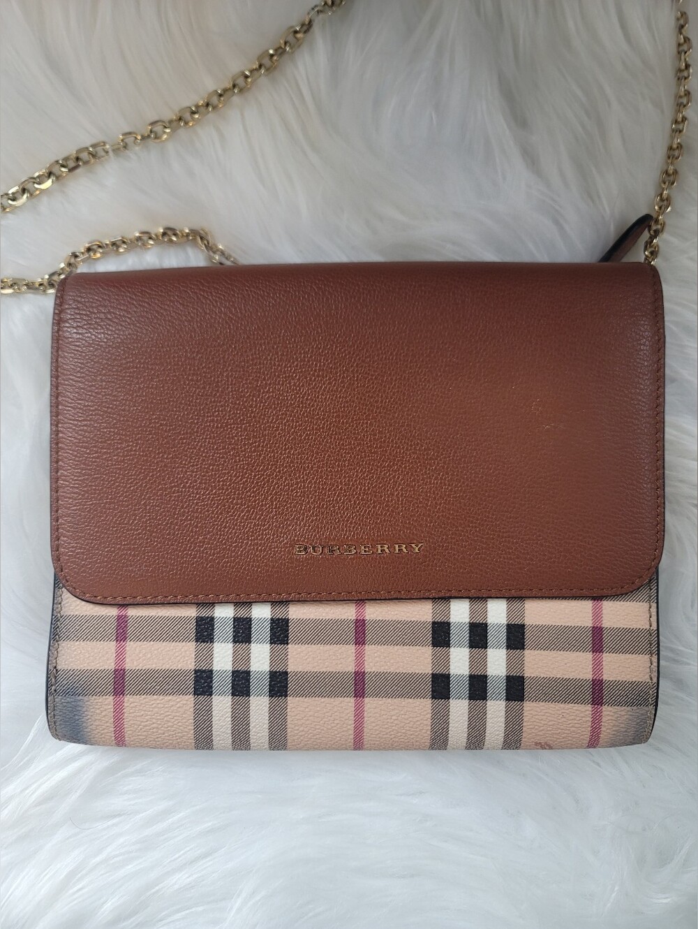 Burberry Bright Toffee Haymarket Check Small Loxley Crossbody